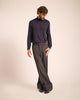 Striped Italian Hem Wool Trousers   