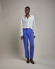 Calça Seda Pregas Azul