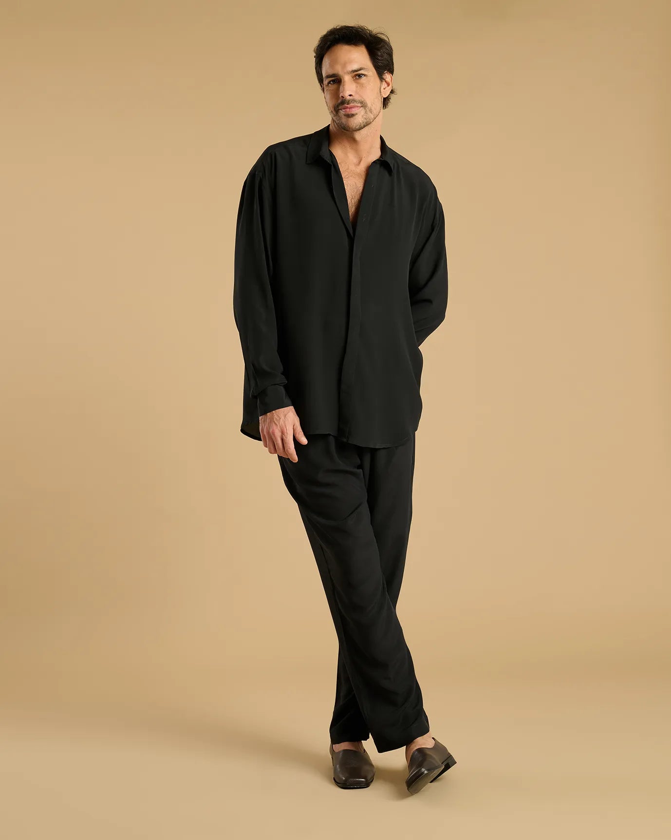 Oversized Long Sleeve Silk Shirt - Handred
